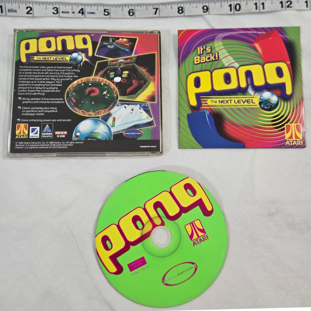 Pong The Next Level PC Game 1999 Windows 95‎ 98 Atari Retro Jewel Case CIB